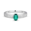 Thumbnail Image 3 of Oval-Cut Lab-Created Emerald & White Lab-Created Sapphire Ring Sterling Silver