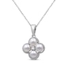 Thumbnail Image 2 of Cultured Pearl & White Lab-Created Sapphire Clover Necklace Sterling Silver 18"