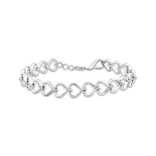 KAY Lab-Grown Diamonds Repeating Heart Link Bracelet 1/4 ct tw Sterling Silver 7"