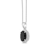 Thumbnail Image 2 of Oval-Cut Black Onyx & White Lab-Created Sapphire Necklace Sterling Silver 18"