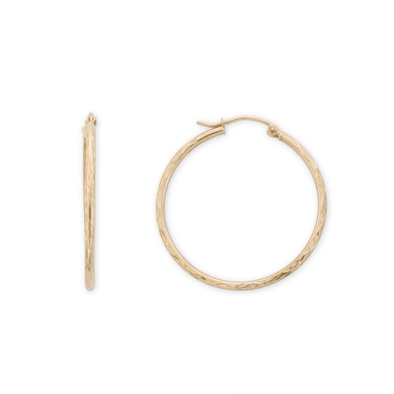 Rocksbox The Everyday 30mm Large Textured Hoop Earrings 14K Yellow Gold