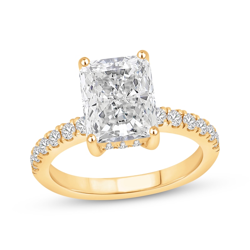 Main Image 1 of Now + Forever Lab-Grown Diamonds Certified Radiant-Cut Hidden Halo Engagement Ring 3-1/2 ct tw 14K Yellow Gold