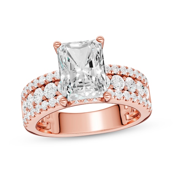 Now + Forever Lab-Grown Diamonds Certified Radiant-Cut Hidden Halo Engagement Ring 3-1/2 ct tw 14K Rose Gold