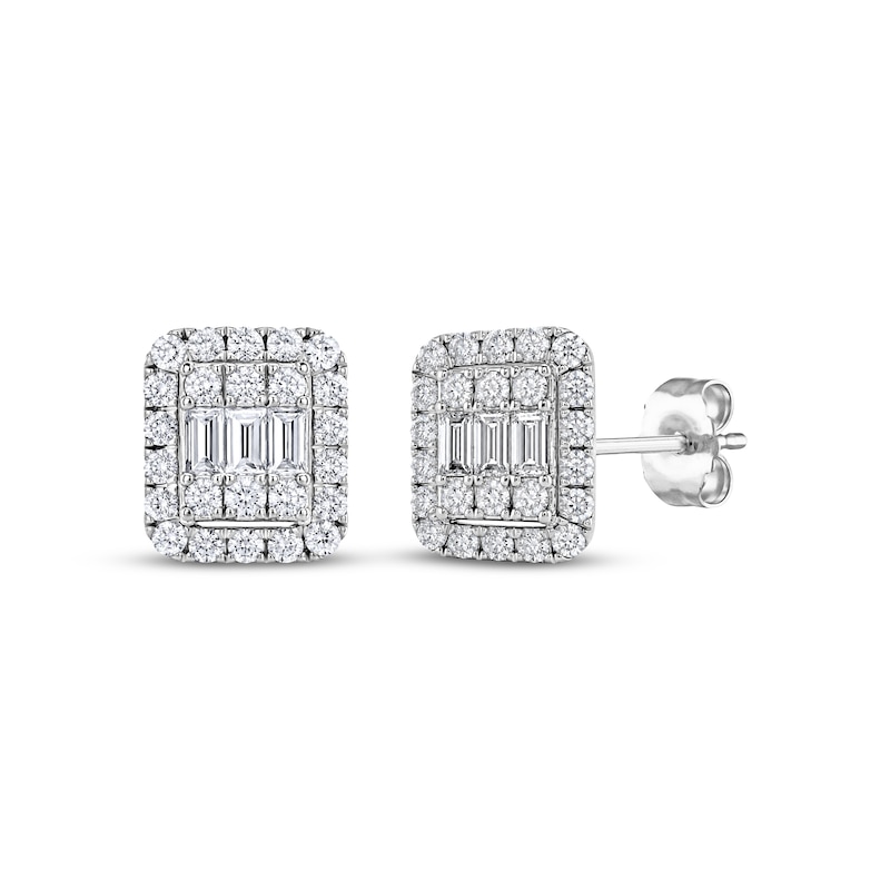 Main Image 1 of KAY Lab-Grown Diamonds Baguette & Round-Cut Stud Earrings 3/8 ct tw 10K White Gold