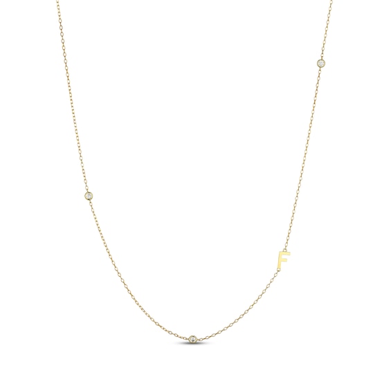 Rocksbox The Sideways Initial Lab-Grown Diamond "F" Necklace 1/10 ct tw 24K Yellow Gold Vermeil Sterling Silver 19"