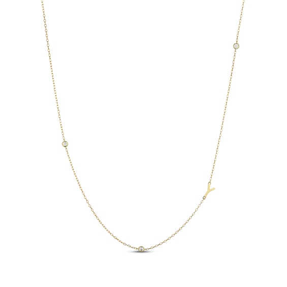 Rocksbox The Sideways Initial Lab-Grown Diamond "Y" Necklace 1/10 ct tw 24K Yellow Gold Vermeil Sterling Silver 19"