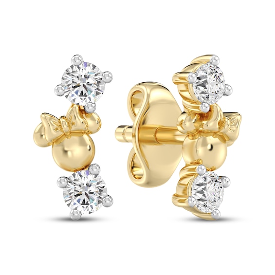 Disney Treasures Minnie Mouse Lab-Grown Diamond Stud Earrings 1/6 ct tw 24K Yellow Gold Vermeil Sterling Silver