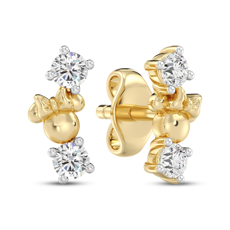 Main Image 1 of Disney Treasures Minnie Mouse Lab-Grown Diamond Stud Earrings 1/6 ct tw 24K Yellow Gold Vermeil Sterling Silver