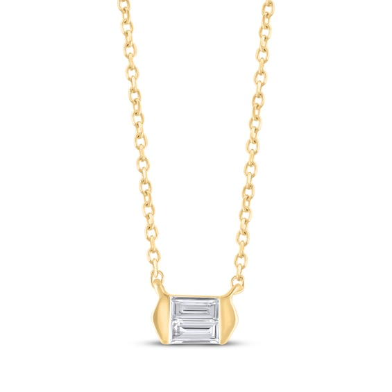 KAY Lab-Grown Diamonds Baguette-Cut Necklace 1/10 ct tw 10K Yellow Gold 18"