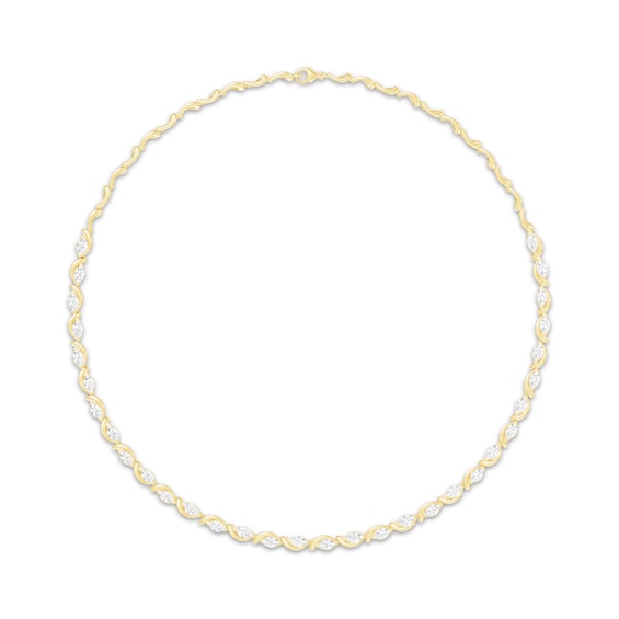 KAY Lab-Grown Diamonds Marquise-Cut Curved Outline Link Necklace 5 ct tw 10K Yellow Gold 17"