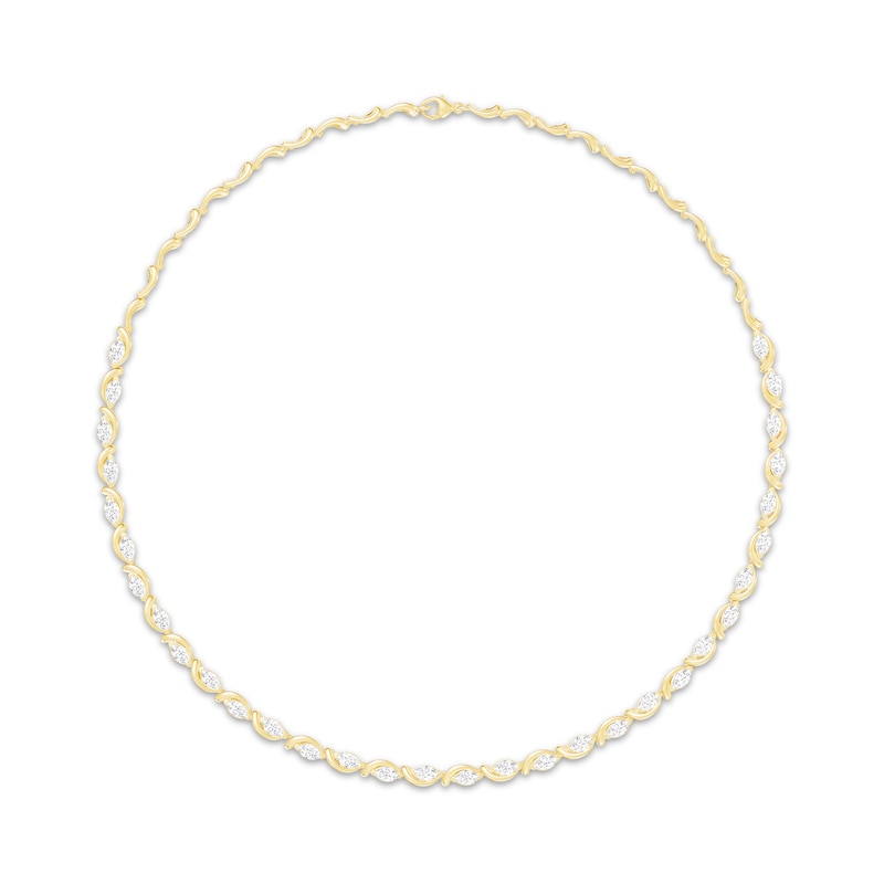 Main Image 1 of KAY Lab-Grown Diamonds Marquise-Cut Curved Outline Link Necklace 5 ct tw 10K Yellow Gold 17"