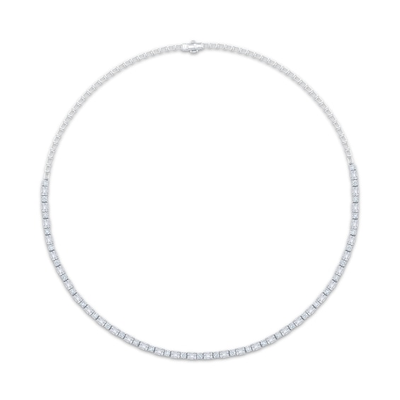 KAY Lab-Grown Diamonds Round & Emerald-Cut Tennis & Chain Necklace 7-3/4 ct tw 10K White Gold 18"