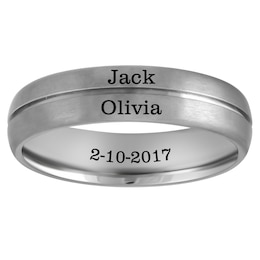 Engravable Single Groove Wedding Band (3 Lines)