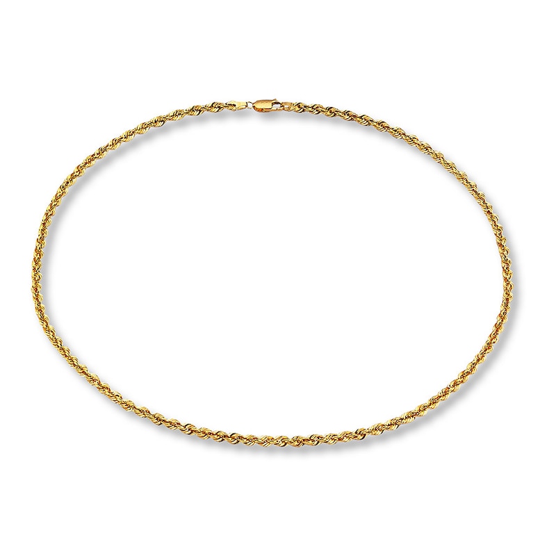 Solid Rope Chain Necklace 10K Yellow Gold 20"