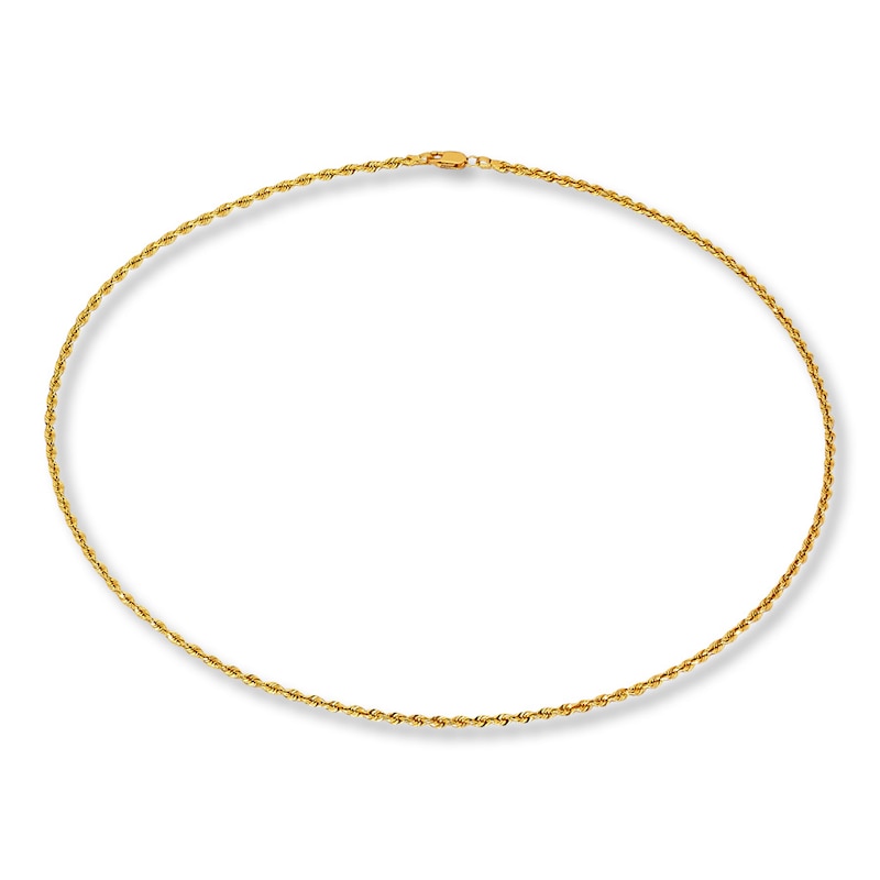Main Image 2 of 2.5mm Rope Chain Necklace Solid 14K Yellow Gold 20&quot;