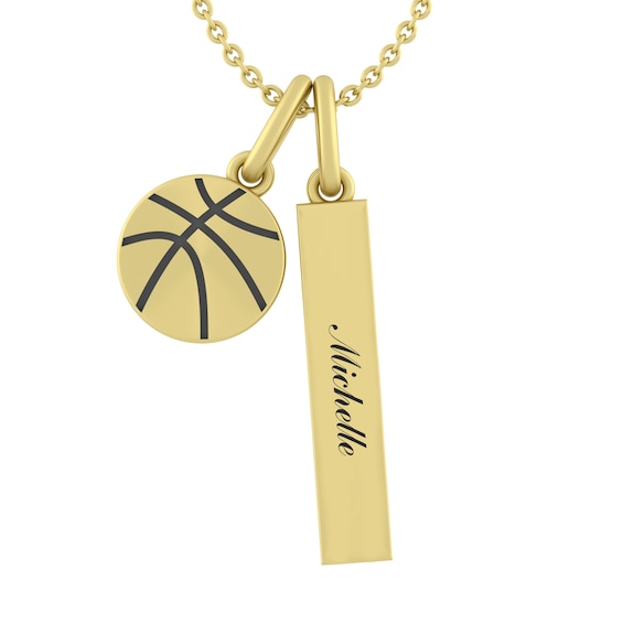 Basketball And Bar Necklace (1 Name)