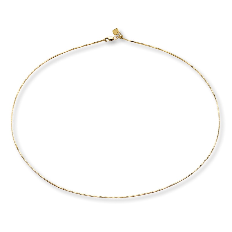 Main Image 2 of Adjustable Box Chain Solid 14K Yellow Gold 20&quot;