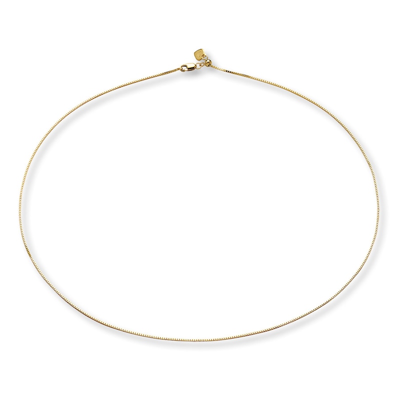 Adjustable Solid Box Chain 14K Yellow Gold 20"