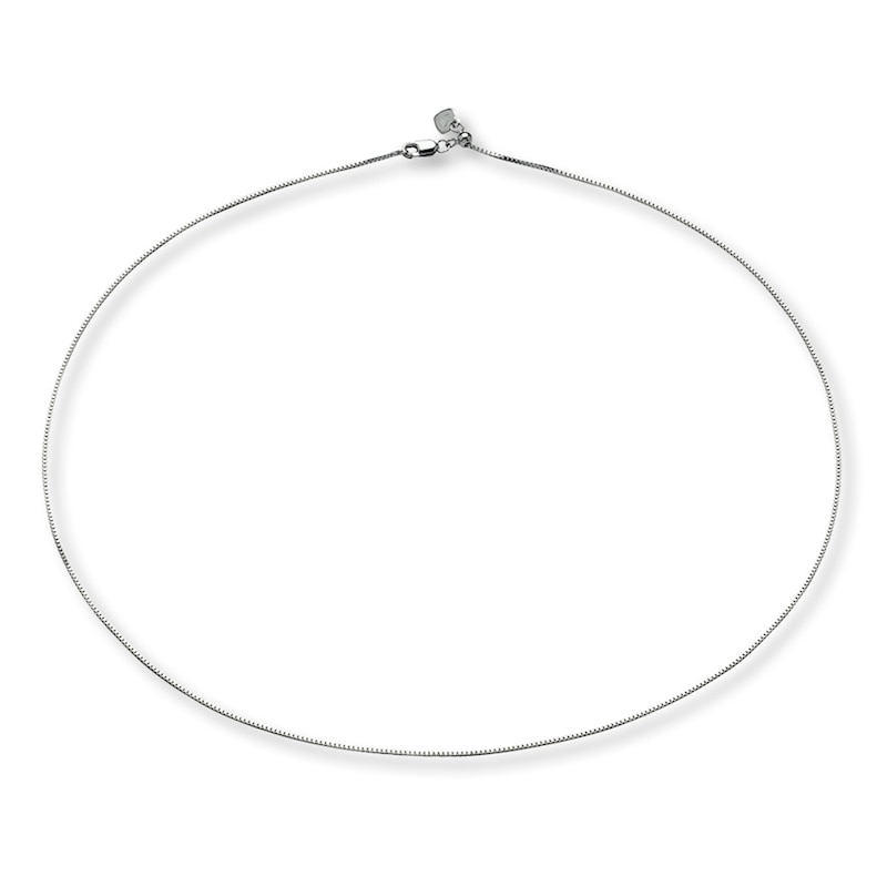 Main Image 2 of Adjustable Box Chain Solid 14K White Gold 20&quot;