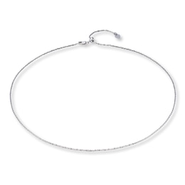 Adjustable Chain Necklace Solid 14K White Gold 20"