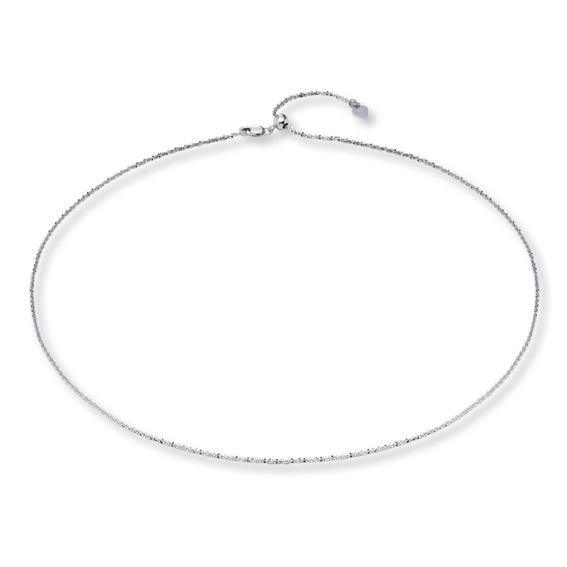 Adjustable Solid Chain Necklace 14K White Gold 20"