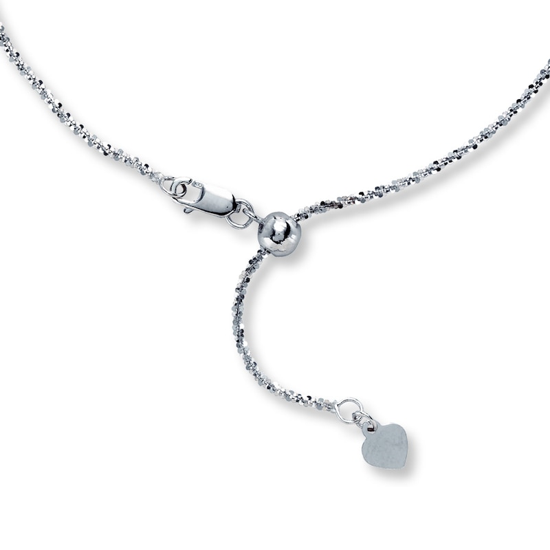 Adjustable Solid Chain Necklace 14K White Gold 20"