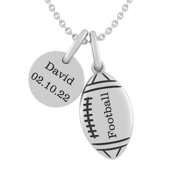 Football and Round Disc Necklace (3 Lines)