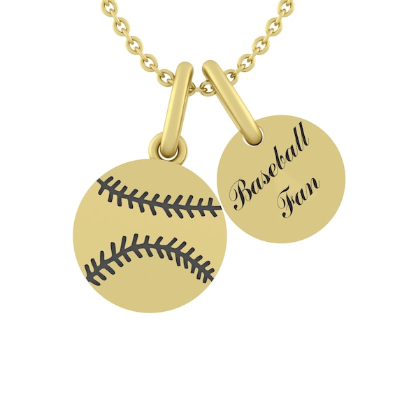 Baseball and Round Disc Necklace (2 Lines)