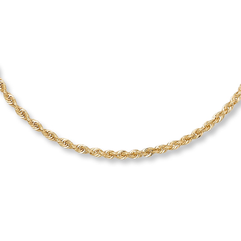 16 Inches 14k Yellow Gold .7mm Rope Chain Necklace