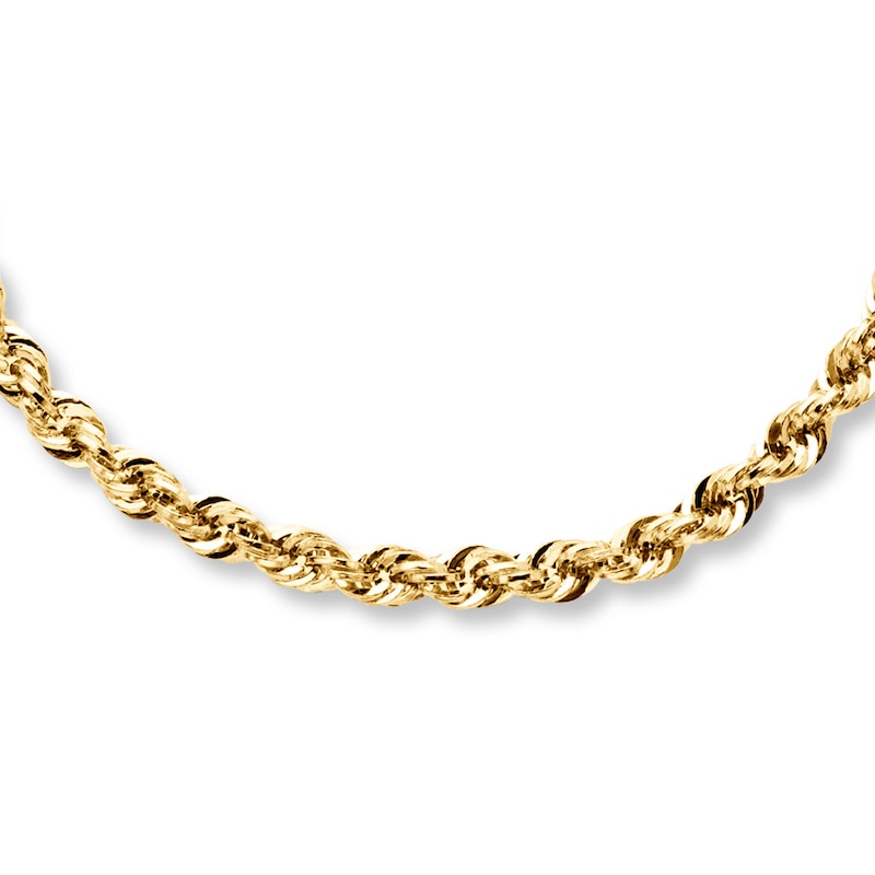 Hollow Rope Necklace 14K Yellow Gold 20"