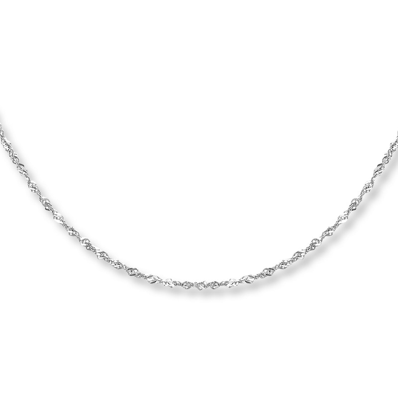 Solid Singapore Necklace 14K White Gold 20"