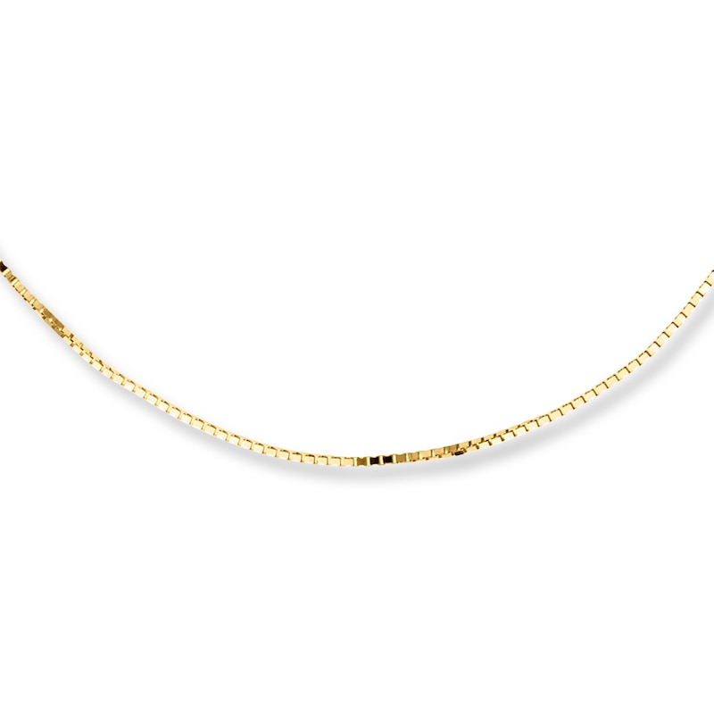 Main Image 1 of 0.7mm Box Chain Necklace Solid 10K Yellow Gold 16&quot;