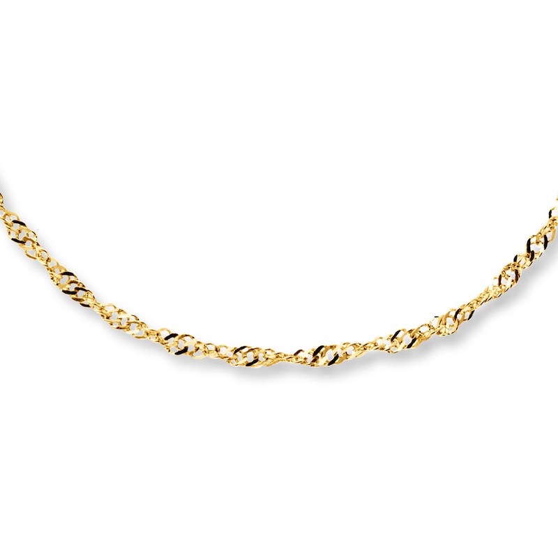 Main Image 1 of Singapore Necklace Solid 14K Yellow Gold 20&quot;