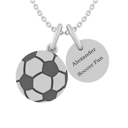 Soccer Ball and Round Disc Necklace (2 Lines)