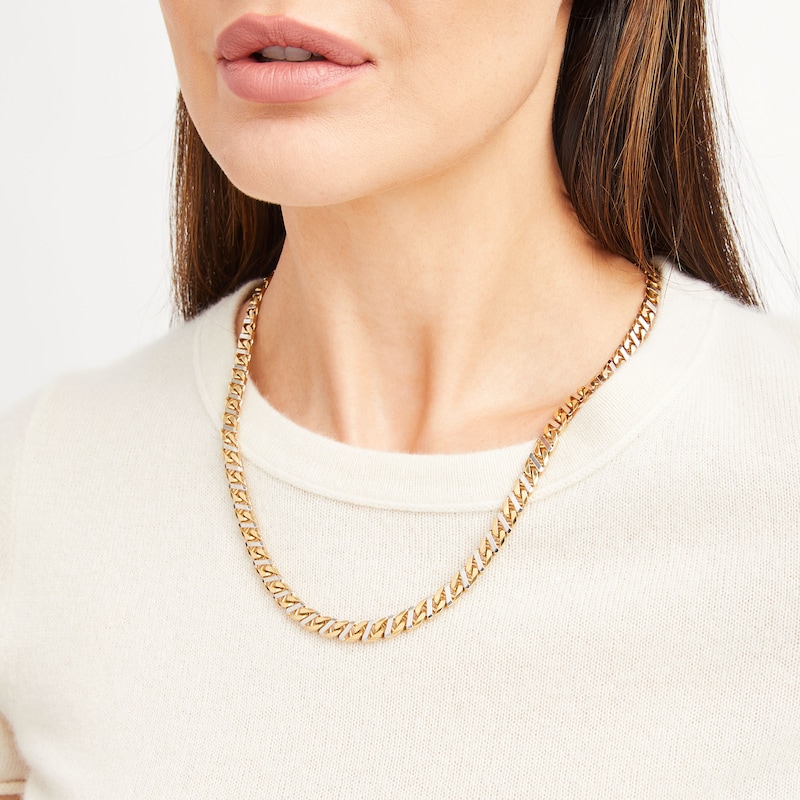 Solid Mariner Necklace 10K Two-Tone Gold 22"