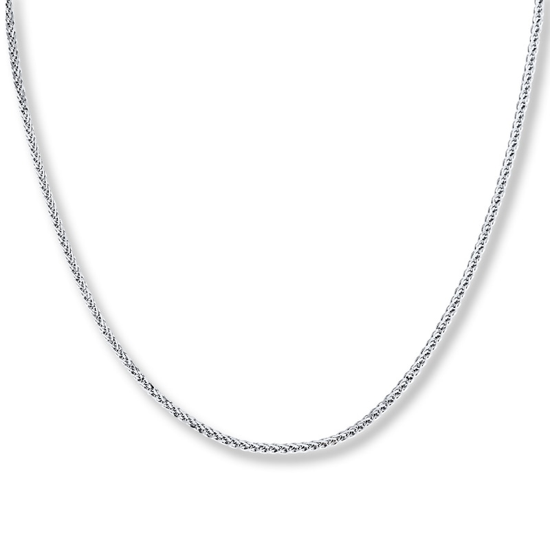 Main Image 1 of Wheat Chain Necklace Solid 14K White Gold 20&quot;