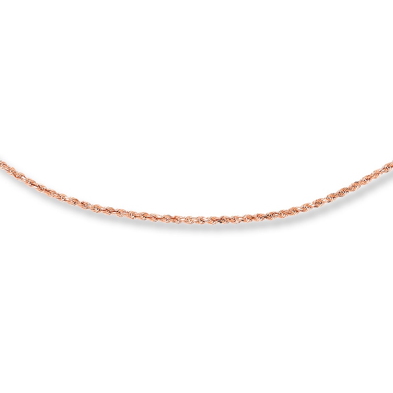 Semi-Solid Rope Chain Necklace 10K Rose Gold 24"