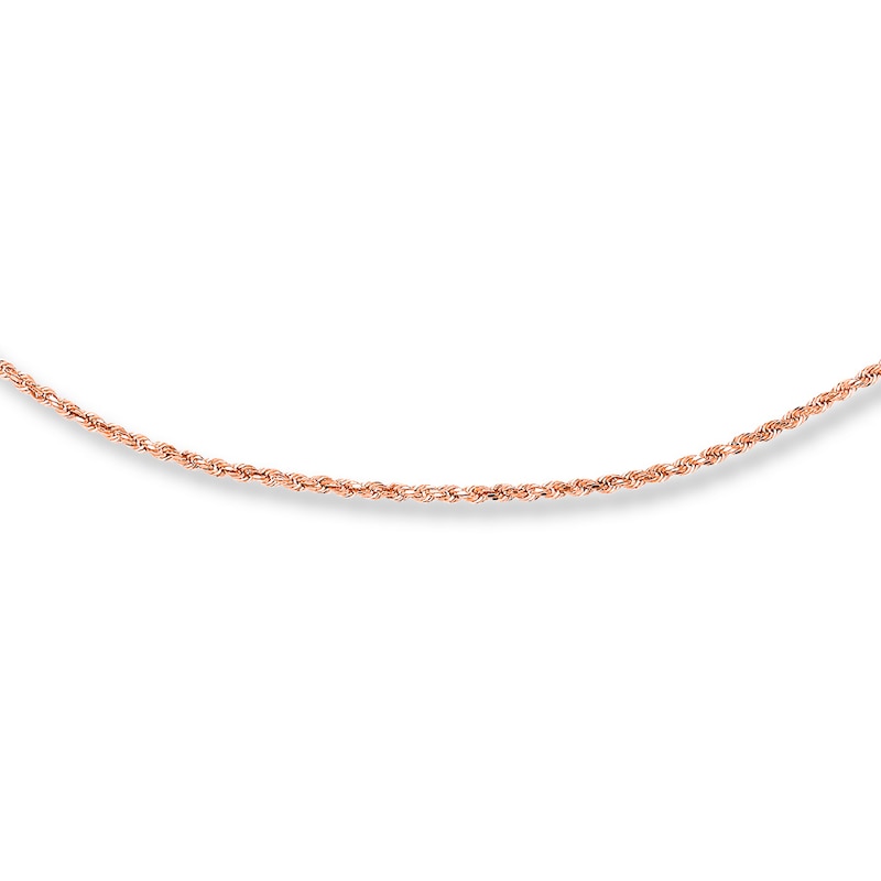 Main Image 1 of Rope Chain Necklace Semi-Solid 10K Rose Gold 24&quot;