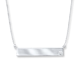 Bar Necklace Diamond Accent 14K White Gold 18"