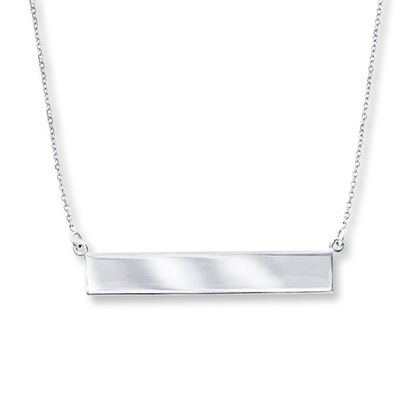 Bar Necklace 14K White Gold 18"