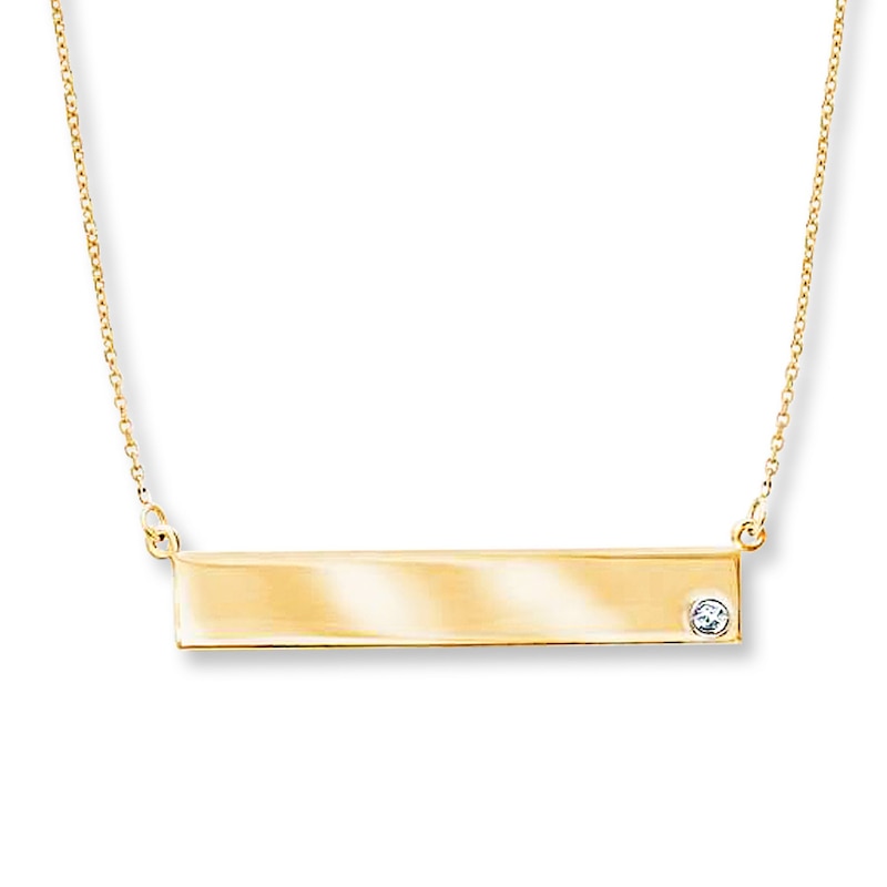 Bar Necklace Diamond Accent 14K Yellow Gold 18"
