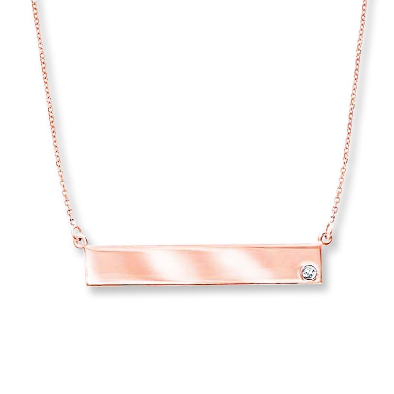 Bar Necklace Diamond Accent 14K Rose Gold 18"