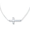 Thumbnail Image 1 of Sideways Cross Necklace 14K White Gold 18&quot;