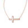Thumbnail Image 1 of Sideways Cross Necklace 14K Rose Gold