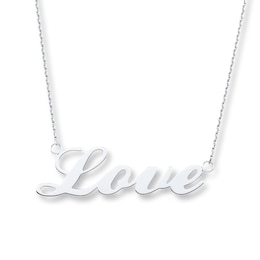 Love Necklace 14K White Gold 18"