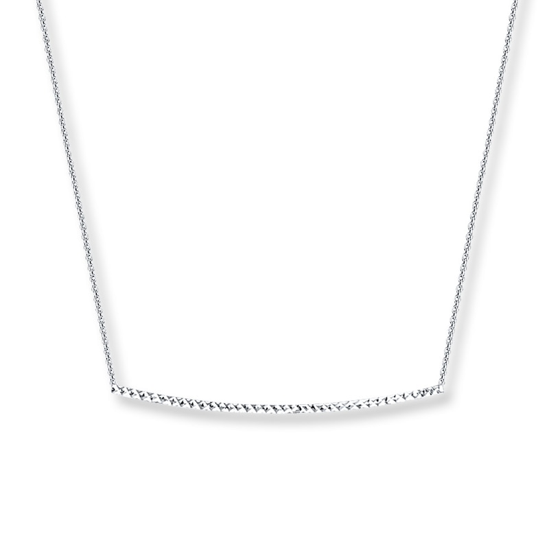 Thin Bar Necklace 14K White Gold 18"