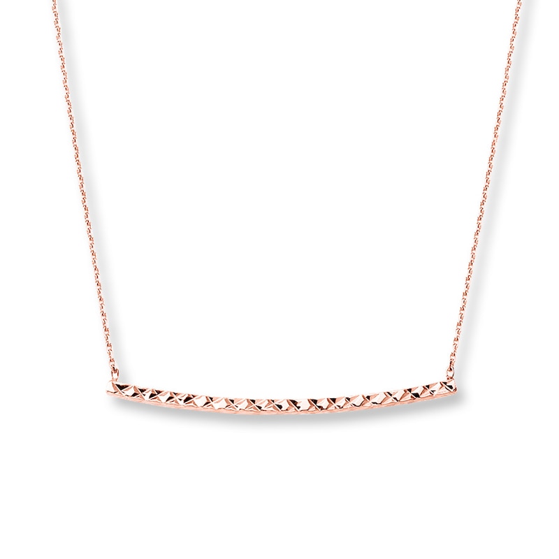 Thin Bar Necklace 14K Rose Gold 18"