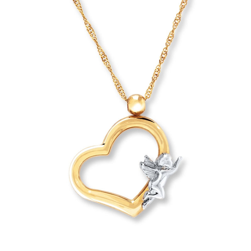 Angel Heart Necklace 14K Two-Tone Gold 17"