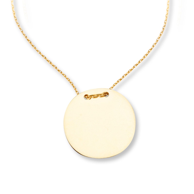 Round Disc Necklace 14K Yellow Gold 18"