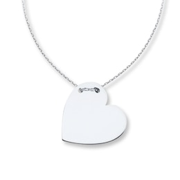 Heart Necklace 14K White Gold 18"